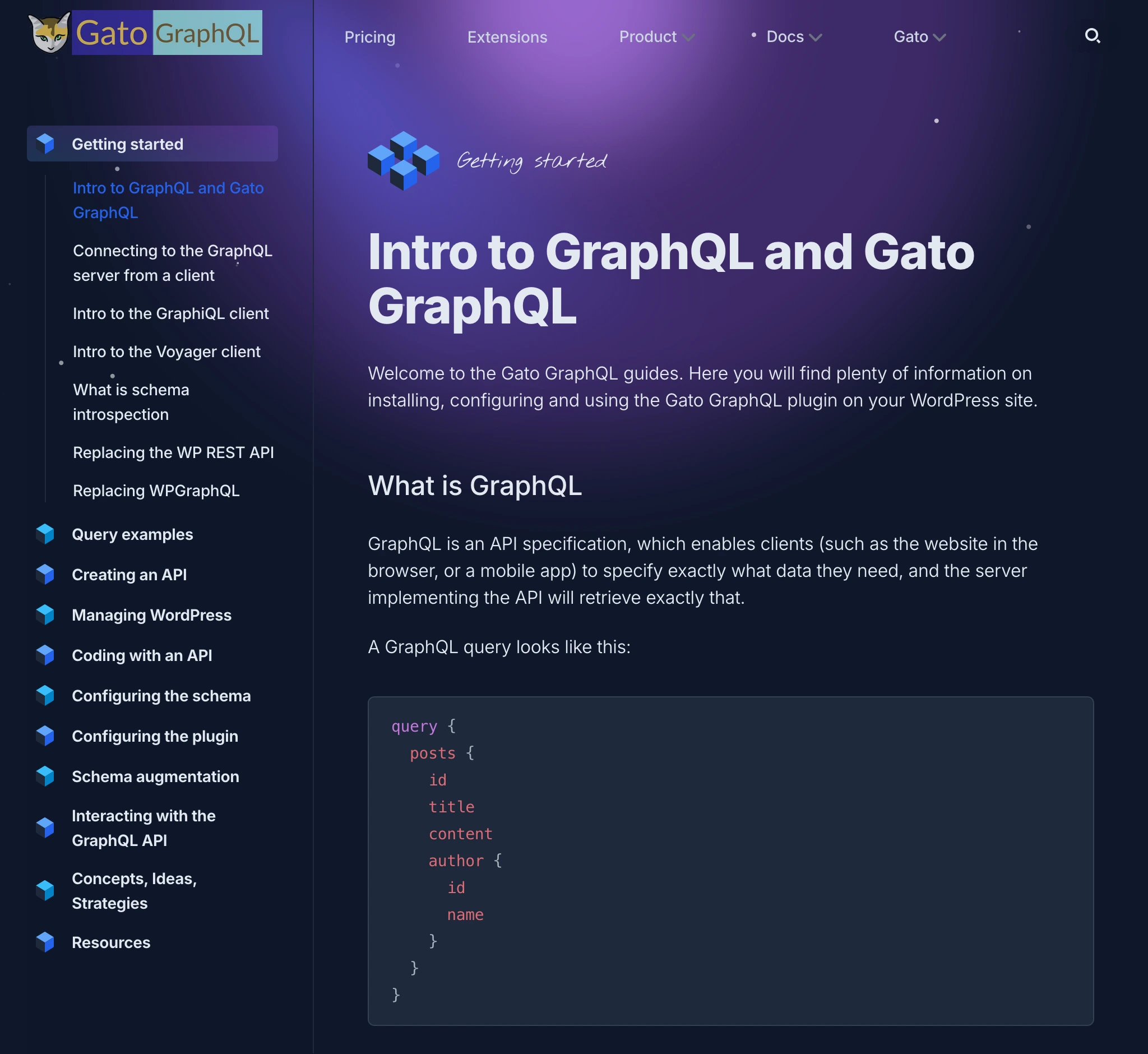 ส่วนเอกสารบน gatographql.com
